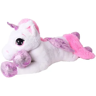 TE-Trend XXL Einhorn Kuscheltier 130cm weiß - Regenbogen Schweif und Glitzerhorn, EIN ideales Riesen Plüschtier für liebevolle Momente