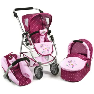 CHIC2000 Kombi-Puppenwagen Emotion All In 3in1, Brombeere, inkl. Babywanne, Babyschale und Sportwagenaufsatz lila