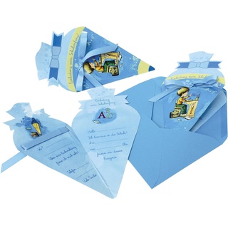 Roth Radiergummi Einladungskarte Schultüte blau, 4er Blister blau