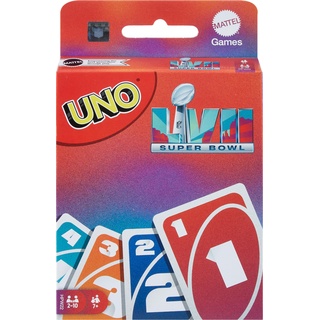 Mattel Games UNO NFL LVII Kartenspiel für Kinder, Erwachsene, Familie und Spieleabend mit spezieller "Touchdown" Regel für 2-10 Spieler