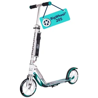 Hudora Cityroller BigWheel® 205 Tretroller - Höhenverstellbar & zusammenklappbar, (Kinder- & Erwachsenenroller für bis zu 100kg - Tretroller mit Ständer, Stabiler Aluminium-Roller), einklappbarer, höhenverstellbarer Kick-Scooter blau