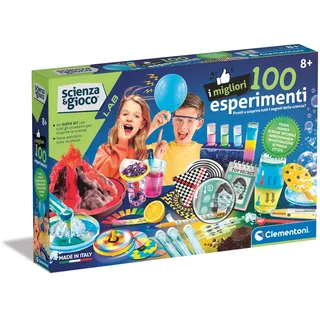 Clementoni Wissenschaft und Spiel Lab – Die besten 100 Experimente, Labor der Wissenschaften Kinder 8+ Jahre, um Disziplinen wie Chemie, Physik, Botanik, Spiel Made in Italy, italienische Sprache,