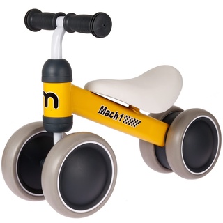 Mach1 Mini Kinder Kleinkinder Laufrad | von 1-3 Jahre | 4 weiche leise Räder | Lauflernrad Kinderlaufrad Rutscher (gelb)