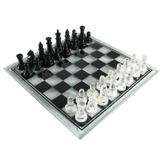 Glass Schachspiel - 25 x 25 cm - Glasschachspiel erhöhte Füße  Spitzenqualität
