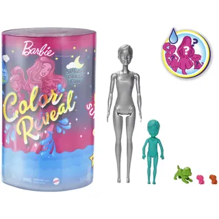 Barbie GRK14 - Color Reveal-Set, 50+Überraschungen (2 Puppen, 3 Haustiere & 36 Zubehörteile), Wasserenthüllungseffekt, 28 Überraschungstüten (Mode, Schuhe, Zubehörteile, mehr); Spielzeug ab 3 Jahren