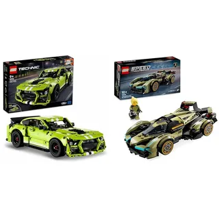 LEGO Technic Ford Mustang Shelby GT500 Set 42138 + Speed ​​Champions Lamborghini Lambo V12 Vision GT Super Car 76923, baubares Fahrzeugmodellset, Autobausatz