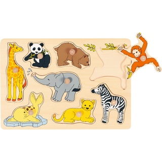 goki 57906 - Steckpuzzle Tierkinder aus Holz - 8 Teile