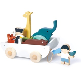 tender leaf toys Holz Boot mit Tieren 12 teilig