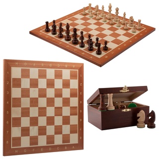 Master of Chess Profi Turnier No.4 Schachspiel aus Holz mit eingelegtem 40 cm Schachbrett + Staunton No.4 beschwerte Schachfiguren in stylischer Box
