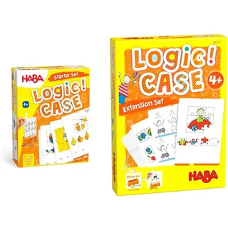 HABA Logic! CASE Starter Set 4+, Logikspiel für Kinder ab 4 Jahren, Reisespiel, 306118 & 306123 - LogiCase Extension Set – Kinderalltag, Mitbringspiel ab 4 Jahren, Bunt