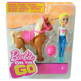 Barbie Spielfigur Puppe mit blonden Haaren und Pferd FHV63, (Set, 3-tlg) bunt