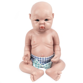 Vollence 48 cm Ganzkörper Silikon Reborn Babypuppe Junge,Vollsilikon Babypuppe, Nicht Vinyl Puppen, Echte Babypuppen, Realistische Reborn Babypuppen, Neugeborene Babypuppe