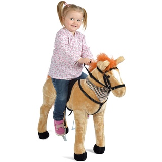 Pink Papaya Stehpferd zum draufsitzen | 75cm Spielpferd zum Reiten Marie | Pferd zum Reiten für Kinder mit Sound | Sattel Pferd