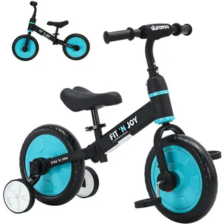 UBRAVOO Fit 'n Joy Kinderfahrrad Fahrräder, 4-in-1 Laufrad für Kinder mit Pedalen und Stützrädern, Trike-to-Bike Kinderrad für Jungen und Mädchen von 2 bis 5 Jahren (Blau)