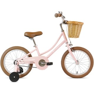 FabricBike Kids Fahrrad mit Pedalen für Jungen und Mädchen, Abnehmbare Trainingsräder, Hochwertige Bremsen, 12- und 16-Zoll-Räder, 4 Farben (Classic Pink, 16": 3-7 Jahre (96 bis 120 cm hoch))