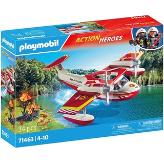 Playmobil® Konstruktions-Spielset Feuerwehrflugzeug mit Löschfunktion (71463), Action Heroes, (34 St), Made in Europe bunt