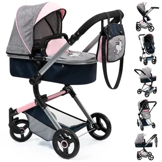 Bayer Design 18427AA Neo Vario Puppenwagen, grau, blau, 52cm