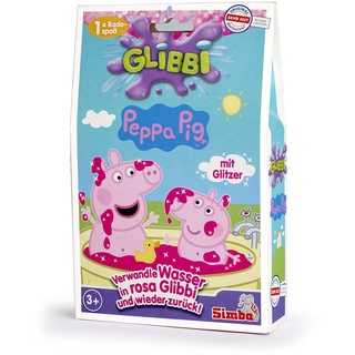 Simba 105953348 - Glibbi Peppa Pig, Badewannenspielzeug, pinker Glitzerschleim, Pulver verwandelt Wasser in Schleim, 300g, Badespaß, ab 3 Jahren, Peppawutz