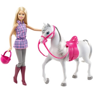 Barbie DHB68 - Puppe und Pferd, Puppen Spielset mit abnehmbaren Zubeh?r, M?dchen Spielzeug ab 3 Jahren, Mehrfarbig