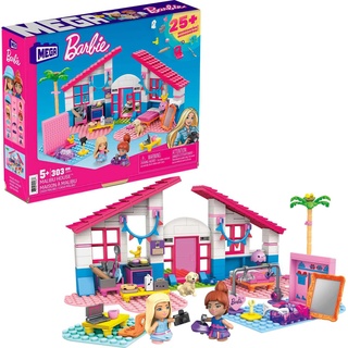 Mega Barbie Construx GWR34 - Barbie Malibu Villa, Bauspielzeug für Kinder, Bauset mit 303 Bausteinen, ab 5 Jahren