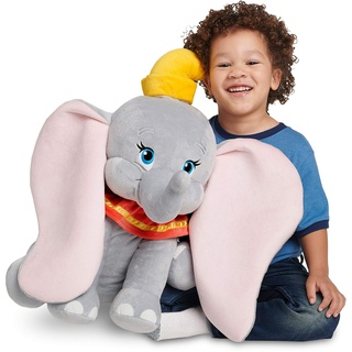 Disney Store Großes Kuscheltier Babyelefant Dumbo, 58 cm, sitzendes Plüschtier mit plastisch geformten Ohren und Stickerei, für alle Altersstufen geeignet