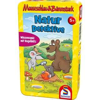 Schmidt Spiele 51446 Micky Maus Mauseschlau und Bärenstark, Naturdetektive, Bring Mich mit Spiel in der Metalldose, bunt