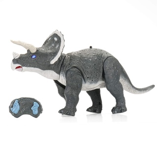 SainSmart Jr. Fernbedienung Dinosaurier Spielzeug, Triceratops Roboter mit Leuchtenden Augen und Brüllen, Laufender Dino für Kinder ab 3 Jahren