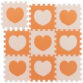 relaxdays Spielmatte 18-tlg. Puzzlematte Herz, Orange-Gelb beige|orange
