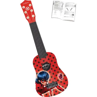 Lexibook K200MI Miraculous: Tales of Ladybug & Cat Noir erste Akustikgitarre aus Holz, 6 Nylonsaiten, 53 cm, inkl. Lernhilfe, Rot/Schwarz