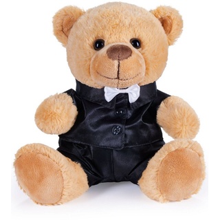 BRUBAKER Kuscheltier Teddybär Bräutigam im Anzug - 25 cm Teddy Geschenk für Hochzeit (1-St), Hochzeitsgeschenk Stofftier Plüschtier mit Fliege braun|schwarz