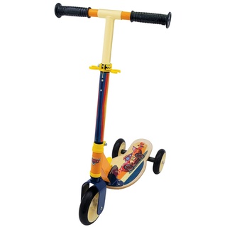 Smoby - Cars Wooden Scooter - 3 Rädriger Roller mit höhenverstellbarem Lenker, Holz Trittfläche und stabilem Metallrahmen, 63 x 33 x 7 cm, für Kinder ab 3 Jahren