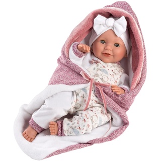 Llorens 1074040 Puppe Heidi, mit blauen Augen Körper, Babypuppe mit Schlafaugen, inkl. rosa Outfit, Schnuller, Schnullerkette und weicher Kapuzendecke, 42cm, 42 cm