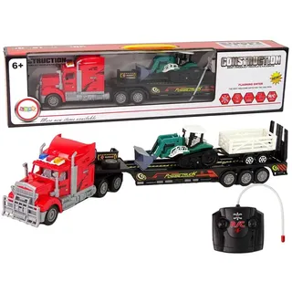 LEAN Toys Spielzeug-Auto Fahrzeugset LKW Bagger Anhänger Ferngesteuert Auto Truck Set Fahrzeug rot