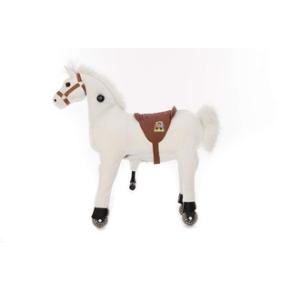 animal riding Reitpferd Snowy (für Kinder ab 3 Jahren, Sattelhöhe 56 cm, mit Rollen) ARP011S, Weiß, S