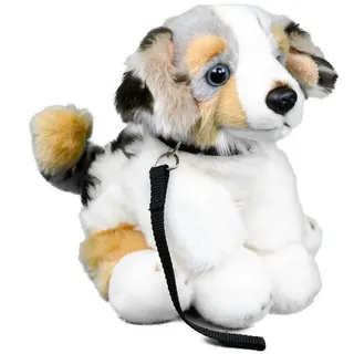 Teddys Rothenburg Kuscheltier Australian Shepherd + Leine sitzend 28 cm Plüschhund