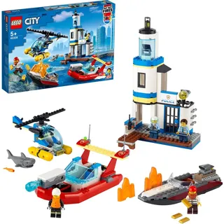 LEGO 60308 City Wilflife Polizei und Feuerwehr im Küsteneinsatz, Spielzeug mit Hubschrauber für Kinder - Beige