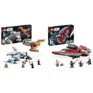 LEGO Star Wars New Republic E-Wing vs. Shin Hatis Starfighter & Star Wars Ahsoka Tanos T-6 Jedi Shuttle Set, baubares Raumschiff-Spielzeug