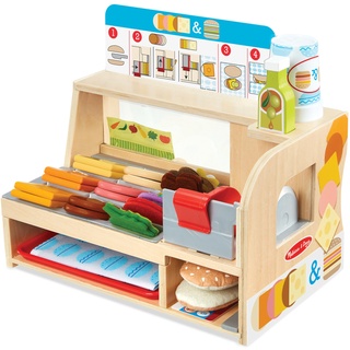 Melissa & Doug 41650 Theke aus Holz zum Schneiden & Stapeln mit Feinkostschneider – 56 Teile Spielzeug-Lebensmittel | 3+ |, Sandwich-Shop, 19.69 x 22.23 x 34.29 centimeters