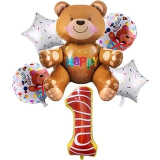 DIWULI Bären Luftballon Set 1 Jahr - Teddy-Bär Deko XL