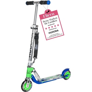 HUDORA BigWheel 125 Scooter - Sicherer & hochwertiger Aluminium-Roller für Kinder - Höhenverstellbarer & zusammenklappbarer Cityroller für bis zu 100kg - Stabiler Tretroller mit Tragegurt