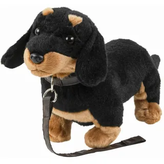 Plüschtier Dackel 28 cm Kuscheltier Hund schwarz-braun mit Leine Uni-Toys Plüschhund Plüschtiere Hunde