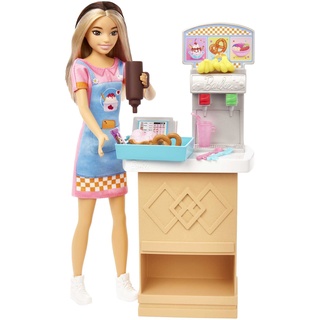 Barbie HKD79 - Spielset mit Skipper-Puppe und Snackbar mit Tresen, Farbwechsel-Eisbecher und 8 weiteren Zubehörteilen, Puppen Spielzeug ab 3 Jahren