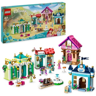 LEGO Disney Princess: Disney Prinzessinnen Abenteuermarkt, Haus-Spielzeug mit 4 Puppen inkl. Cinderella und Arielle, Spielset mit Schatzkarte, Gesc...