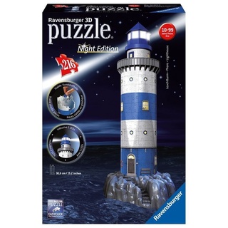 Ravensburger Verlag - 3D Puzzle-Bauwerke - Ravensburger 3D Puzzle 12577 - Leuchtturm bei Nacht - 216 Teile - für Maritim Fans ab 8 Jahren