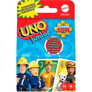 Mattel Games HFC80 - UNO Junior Feuerwehrmann Sam Kartenspiel mit 56 Karten, für 2-4 Spieler, Spielzeug ab 3 Jahren