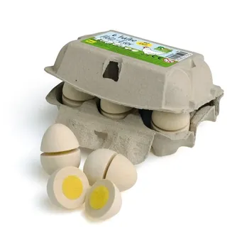 Erzi® Spiellebensmittel, (Set, 12-tlg), Eier zum Schneiden im Karton, Holz Spielzeug, Kaufladenzubehör gelb