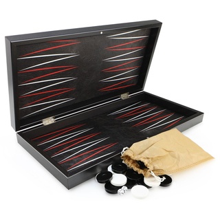Luxus Board Game Backgammon Tavla XXL Klassik Leder Black