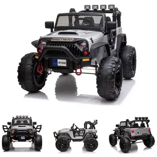 ES-Toys Elektro-Kinderquad Kinder Elektroauto Buggy Offroad, Belastbarkeit 40 kg, Fernbedienung Stoßdämpfer MP3-Anschluss silberfarben