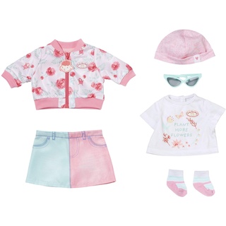 Zapf Creation 705957 Baby Annabell Deluxe Frühling 43 cm - Puppenkleidung Set bestehend aus rosa Puppenjacke, Rock, Mütze, weißem Shirt, Sonnenbrille und Socken