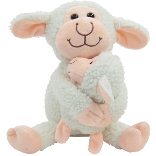 Kögler 75958 - Labertier Schaf mit Baby Bonnie und Fina, ca. 23 cm groß, nachsprechendes Plüschtier mit Wiedergabefunktion, plappert alles witzig nach und bewegt sich, batteriebetrieben